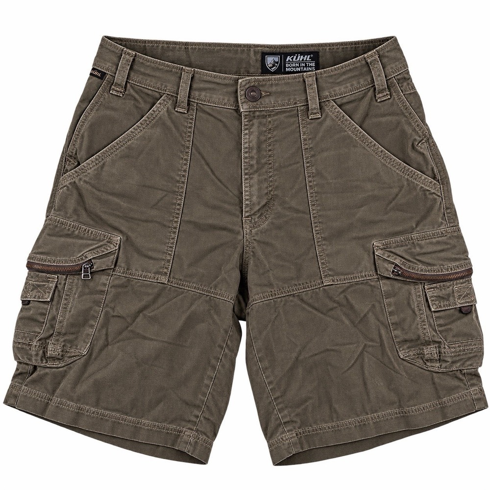 Kuhl Vintage Patina Dye Men's 36 Cargo Shorts Brown Outdoor Hiking 11" Inseam
